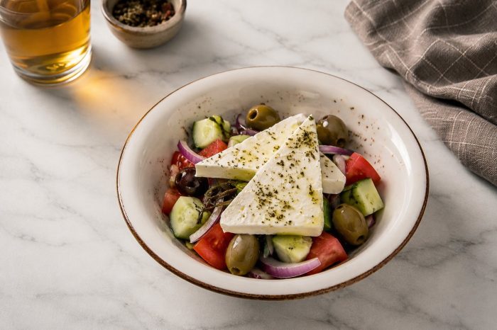Greek salad with feta at L’Amiral restaurant in Plaka, Athens